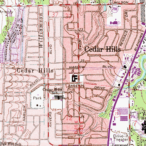 Topographic Map of Cedar Hills Baptist Church, FL