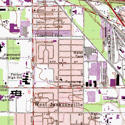 Topographic Map of North Jacksonville Baptist Church, FL