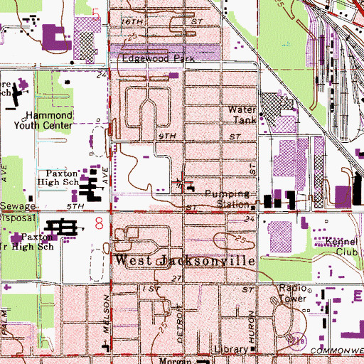 Topographic Map of West Jacksonville Church of God in Christ, FL