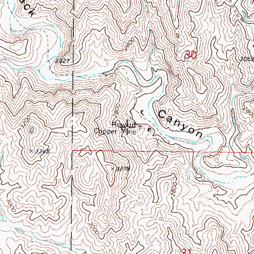 Topographic Map of Howard Copper Mine, AZ