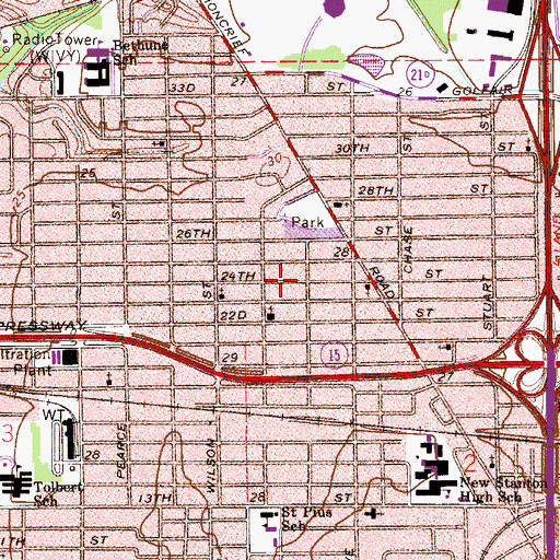 Topographic Map of Faust Temple Church of God in Christ, FL