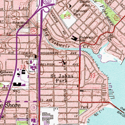 Topographic Map of Central Church of the Nazarene, FL