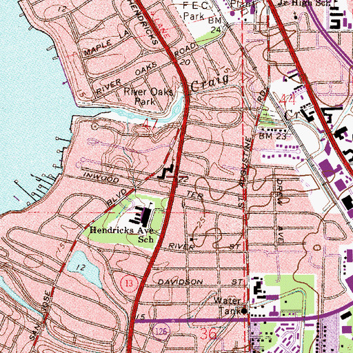 Topographic Map of First Church of the Nazarene, FL