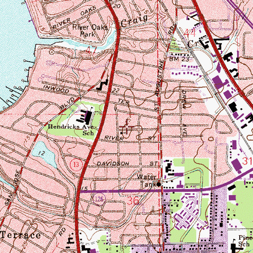 Topographic Map of Fellowship Lutheran Church, FL