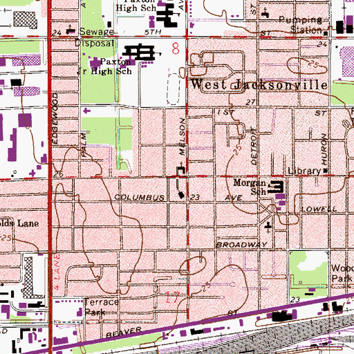 Topographic Map of West Jacksonville Christian Center, FL
