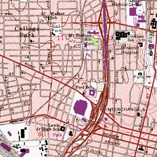 Topographic Map of Saint Peters Episcopal Church, FL