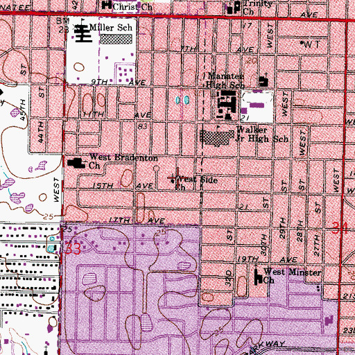 Topographic Map of Westside Christian Church, FL