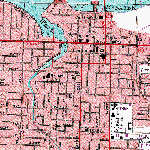 Topographic Map of Central Christian Church, FL