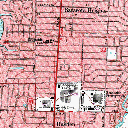 Topographic Map of Southside Baptist Church, FL