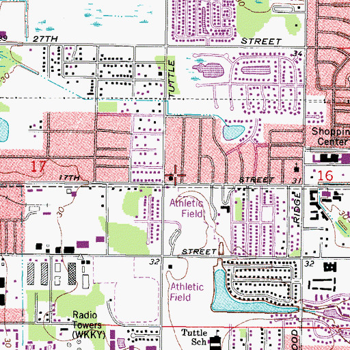 Topographic Map of Kensington Park Baptist Church, FL