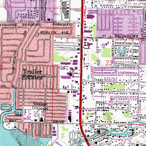 Topographic Map of Bayshore Baptist Church, FL