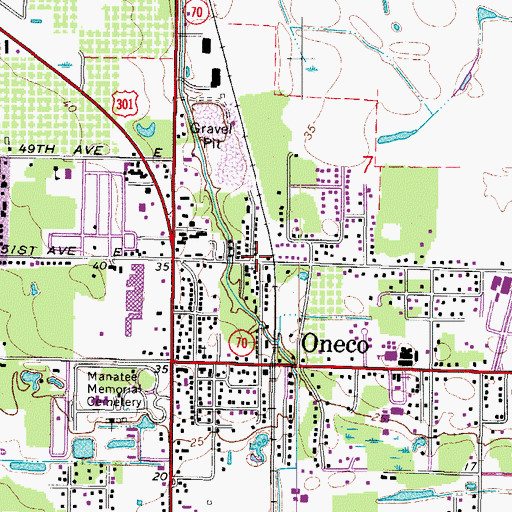 Topographic Map of First Baptist Church of Oneco, FL