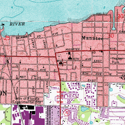 Topographic Map of Manatee Baptist Church, FL