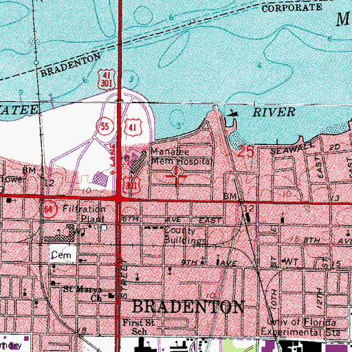 Topographic Map of Manatee Southern Baptist Church, FL
