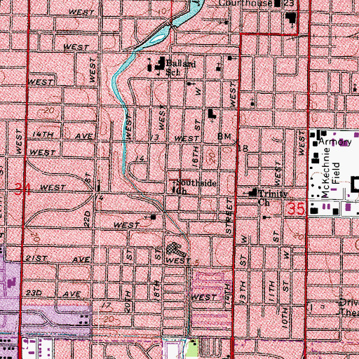 Topographic Map of Southside Baptist Church, FL