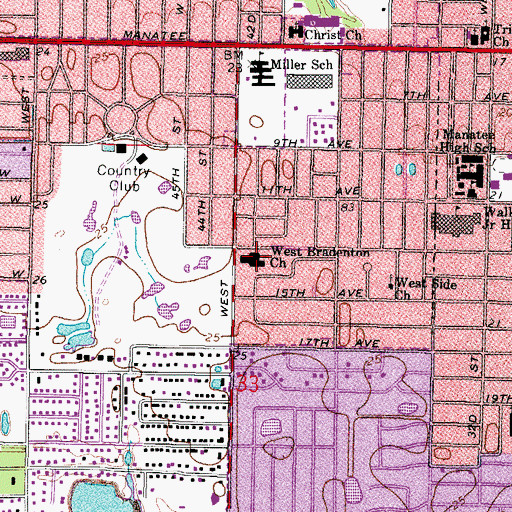 Topographic Map of West Bradenton Baptist Church, FL