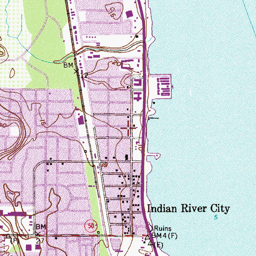 Topographic Map of First Baptist Church of Indian River City, FL