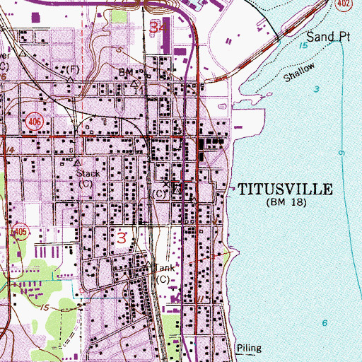 Topographic Map of First Christian Church of Titusville, FL