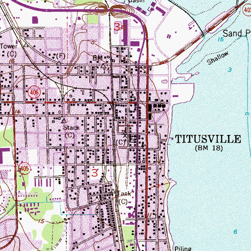 Topographic Map of First Baptist Church of Titusville, FL