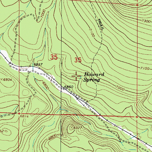 Topographic Map of Howard Spring, AZ