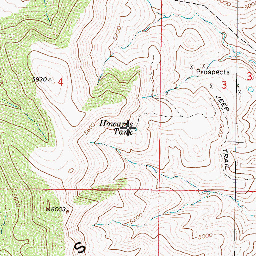 Topographic Map of Howards Tank, AZ