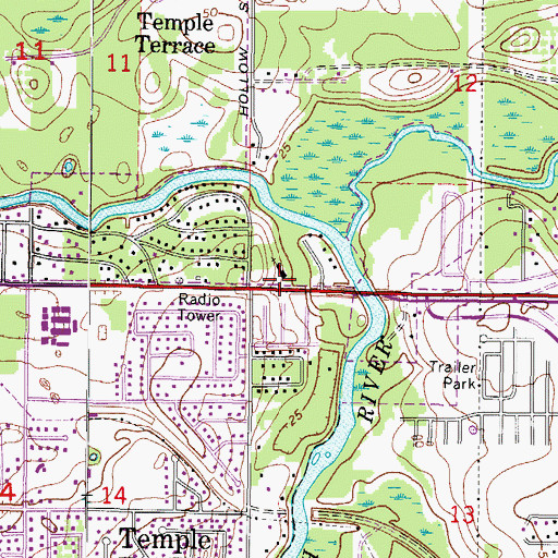 Topographic Map of First Baptist Church of Temple Terrace, FL