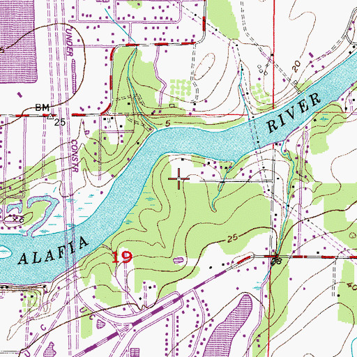 Topographic Map of East Bay Christian School, FL