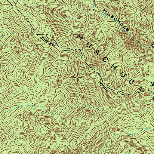 Topographic Map of Huachuca Mountains, AZ
