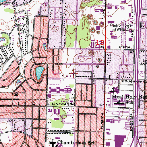 Topographic Map of West Hillsborough Baptist School, FL