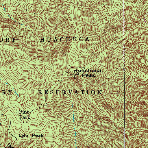 Topographic Map of Huachuca Peak, AZ