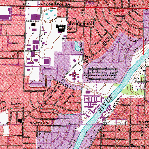 Topographic Map of Tampa Catholic High School, FL