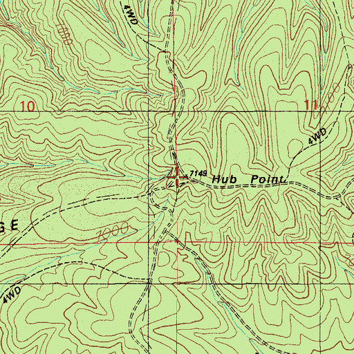 Topographic Map of Hub Point, AZ