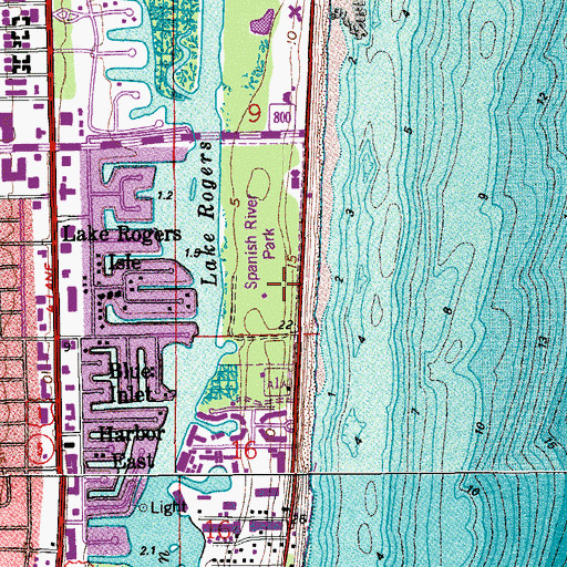 Topographic Map of Spanish River Park, FL