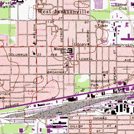 Topographic Map of Mount Canaan Baptist Church, FL