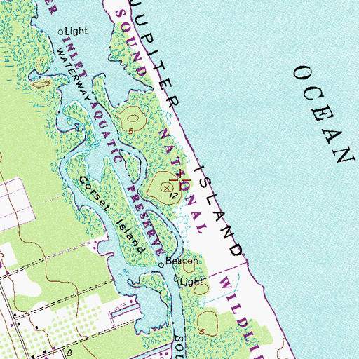 Topographic Map of Hobe Sound National Wildlife Refuge, FL