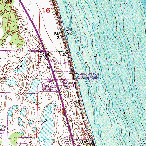 Topographic Map of Juno Beach Ocean Park, FL