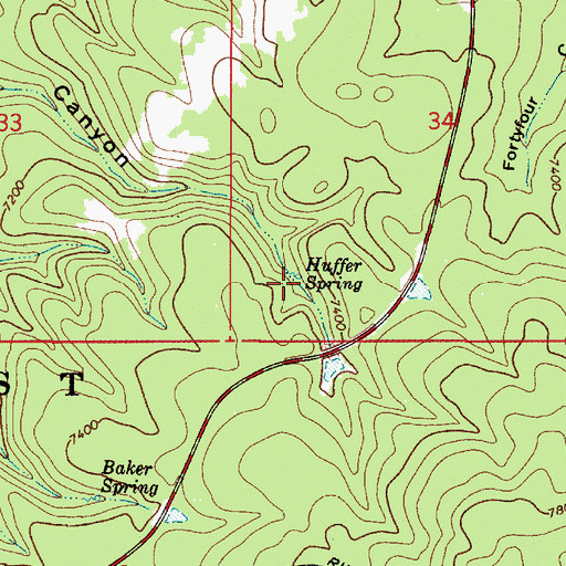 Topographic Map of Huffer Springs, AZ