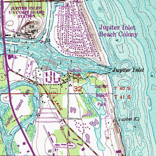 Topographic Map of DuBois Park, FL