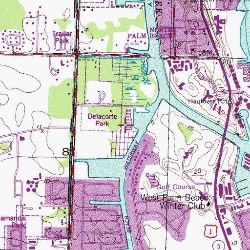 Topographic Map of Delacorte Park, FL