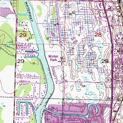 Topographic Map of Winter Park, FL