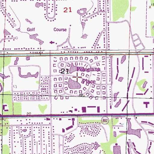 Topographic Map of Poincianna Place, FL