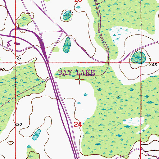 Topographic Map of Bay Lake, FL