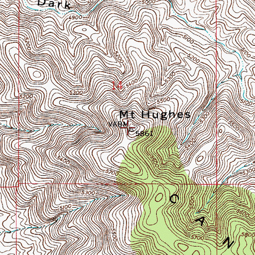 Topographic Map of Mount Hughes, AZ
