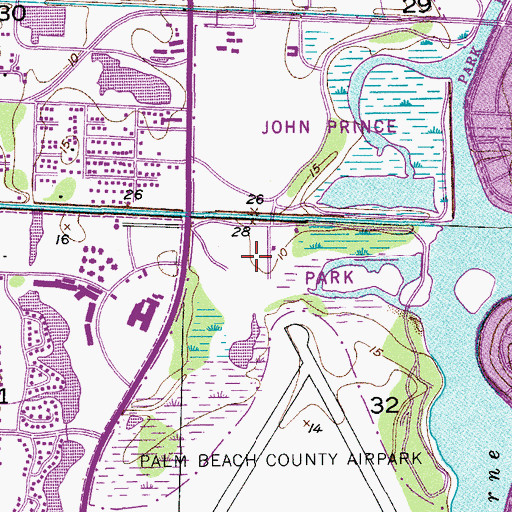 Topographic Map of John Prince Park, FL