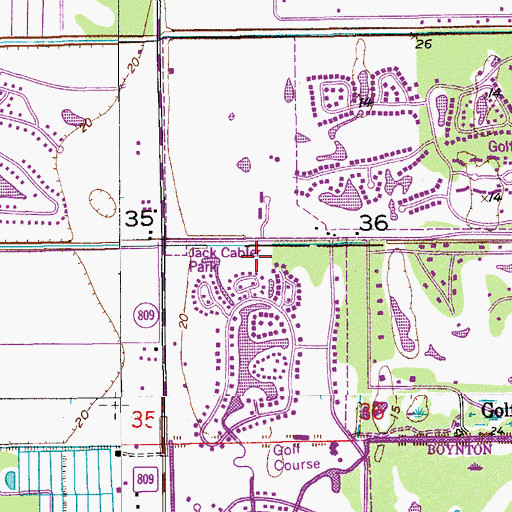 Topographic Map of Jack Cabler Park, FL