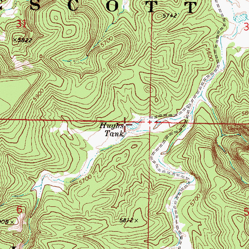 Topographic Map of Hughs Tank, AZ
