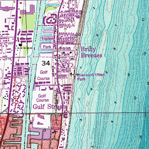 Topographic Map of Diamond Head Park, FL