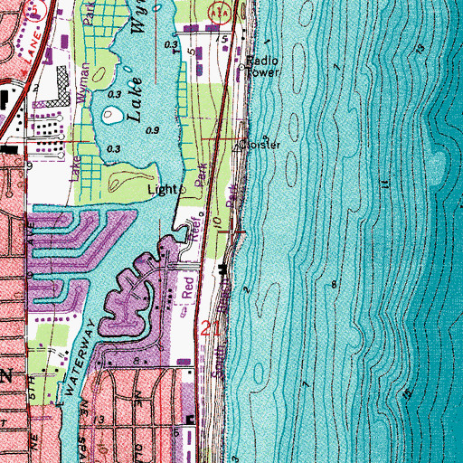 Topographic Map of South Beach Park, FL