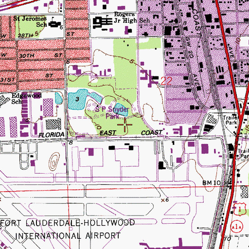 Topographic Map of S P Snyder Park, FL