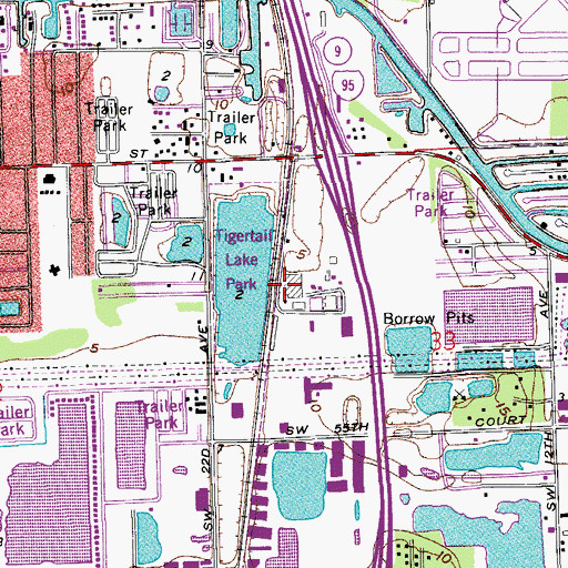 Topographic Map of Tigertail Lake Park, FL